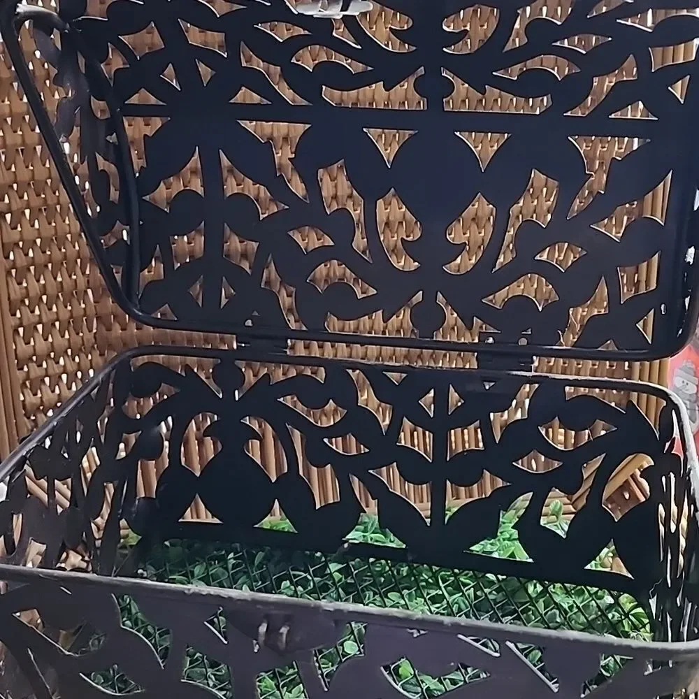 Reticulated Metal Storage Box With Hinged Lid